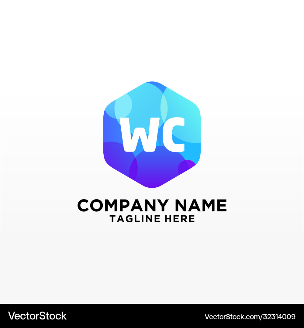 Wc initial logo with colorful circle template vector image
