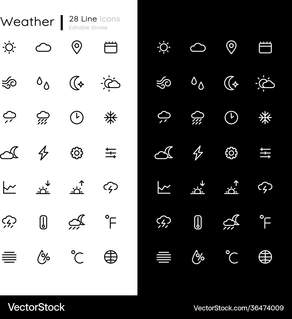 Weather linear icons set for dark and light mode Vector Image