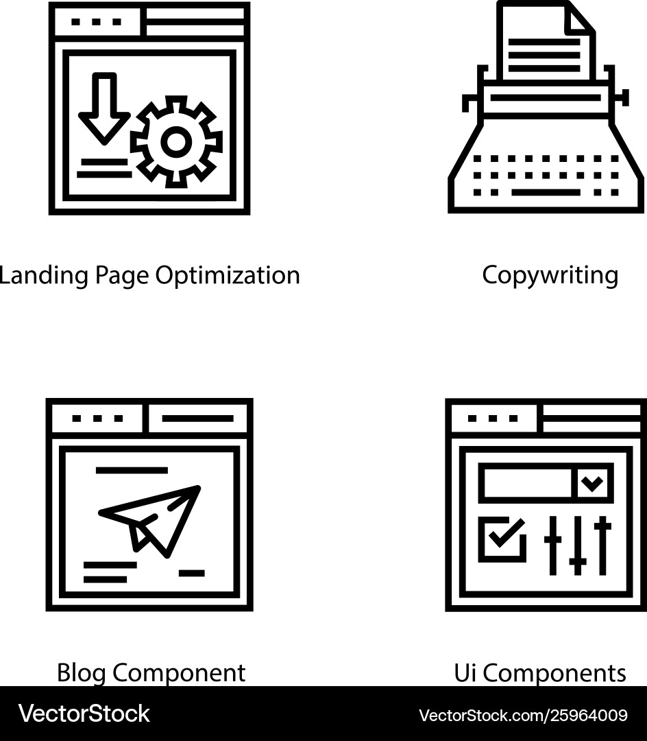 Web page interface line icons Vector Image