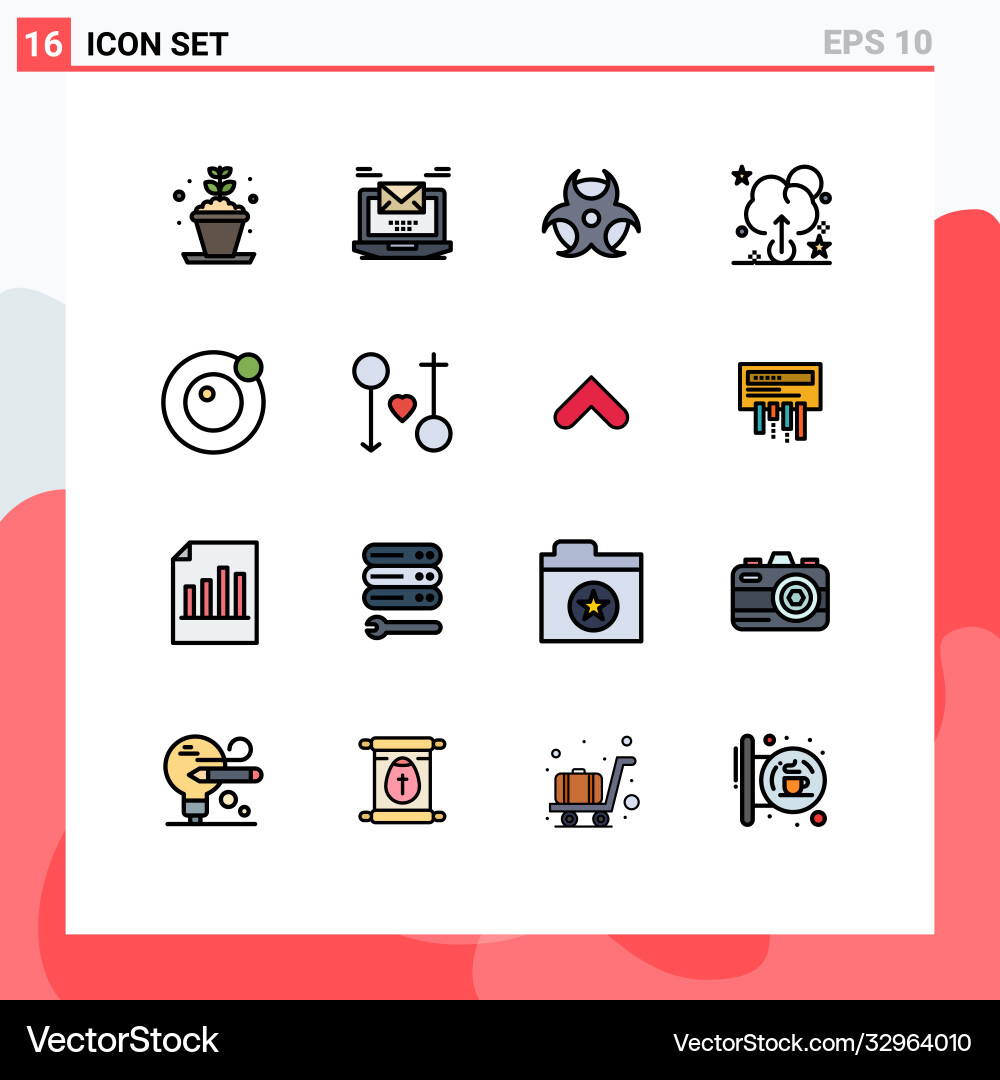 16 user interface flat color filled line pack Vector Image
