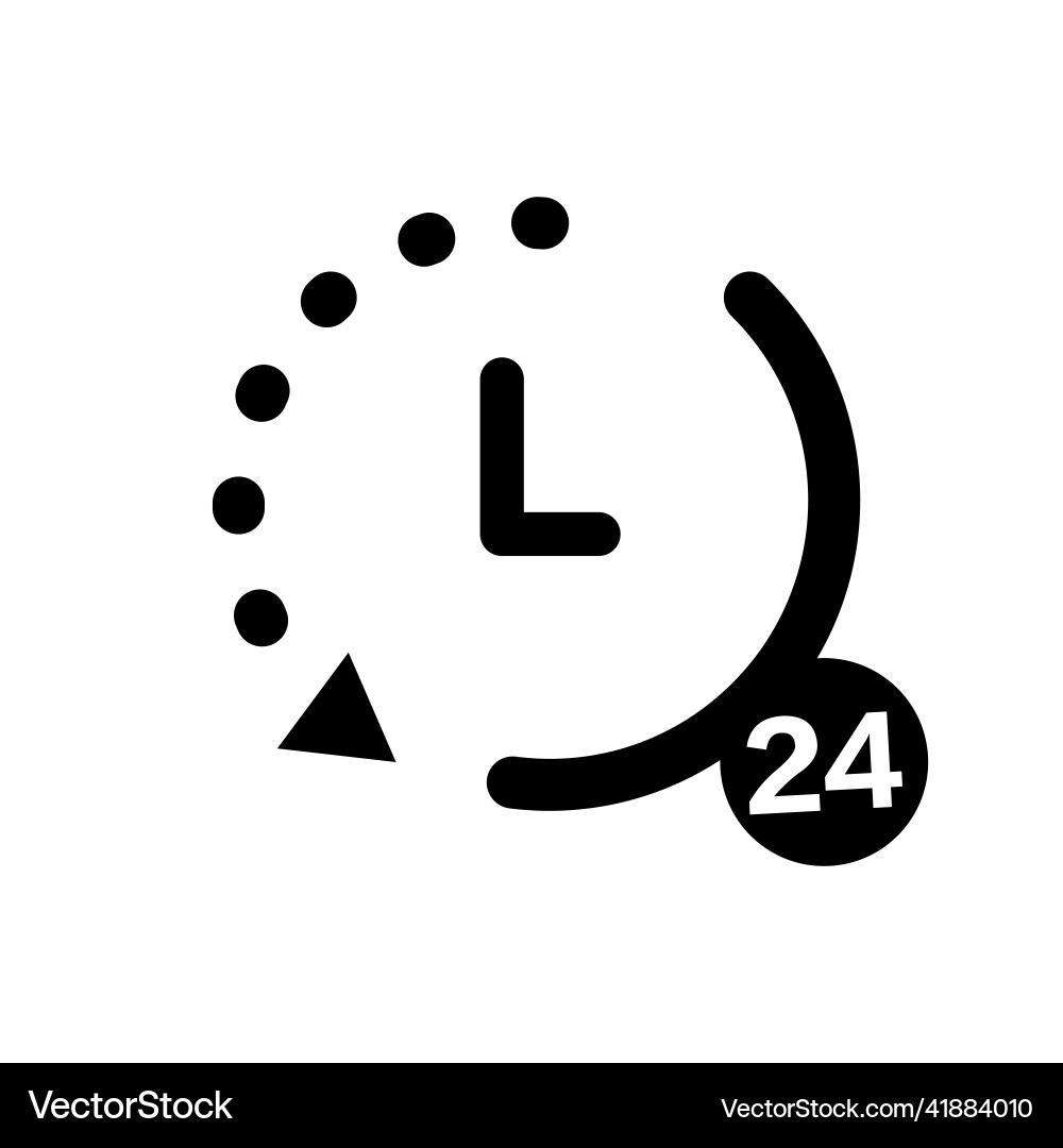 24 hour clock icon of open hours a day 24 hour clock icon of open hours a day vector image