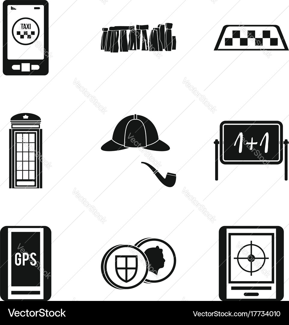 Blighty icons set simple style Vector Image