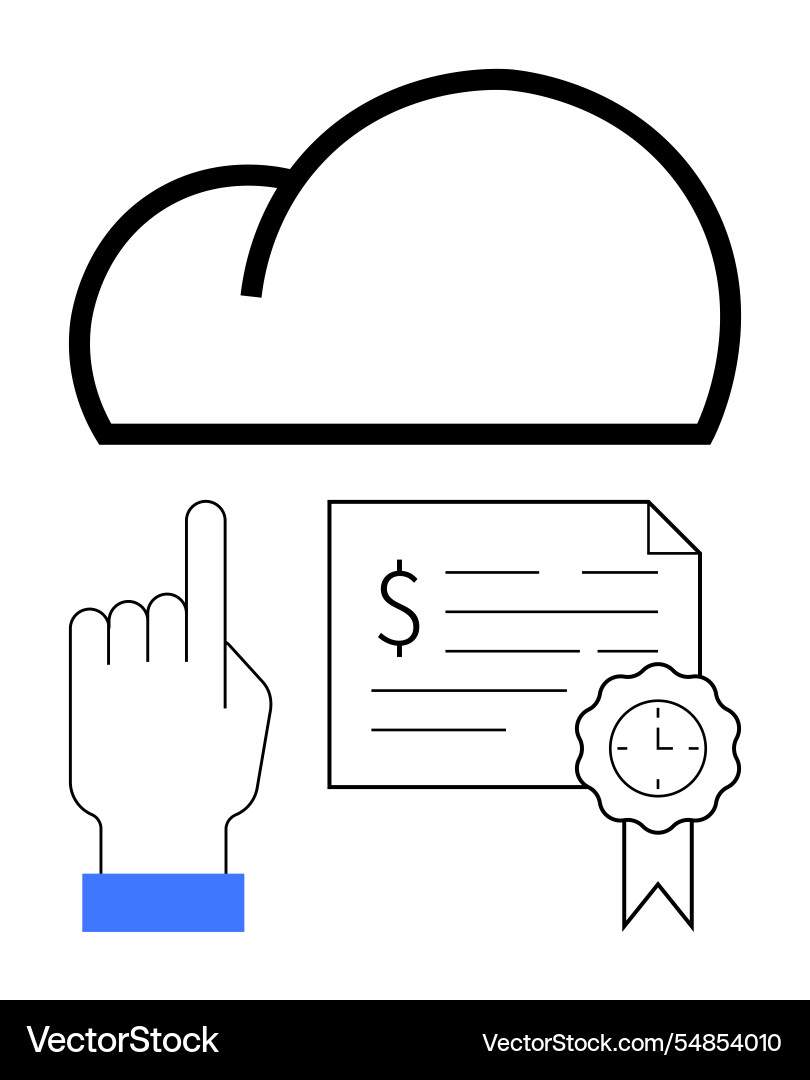 Cloud computing concept with hand pointing Cloud computing concept with hand pointing vector image