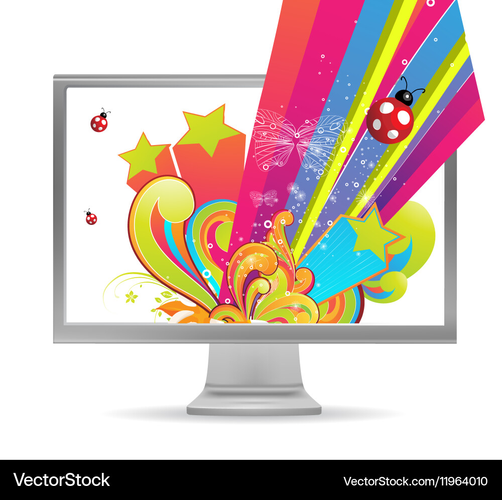 Computer background with exploding rainbow vector image