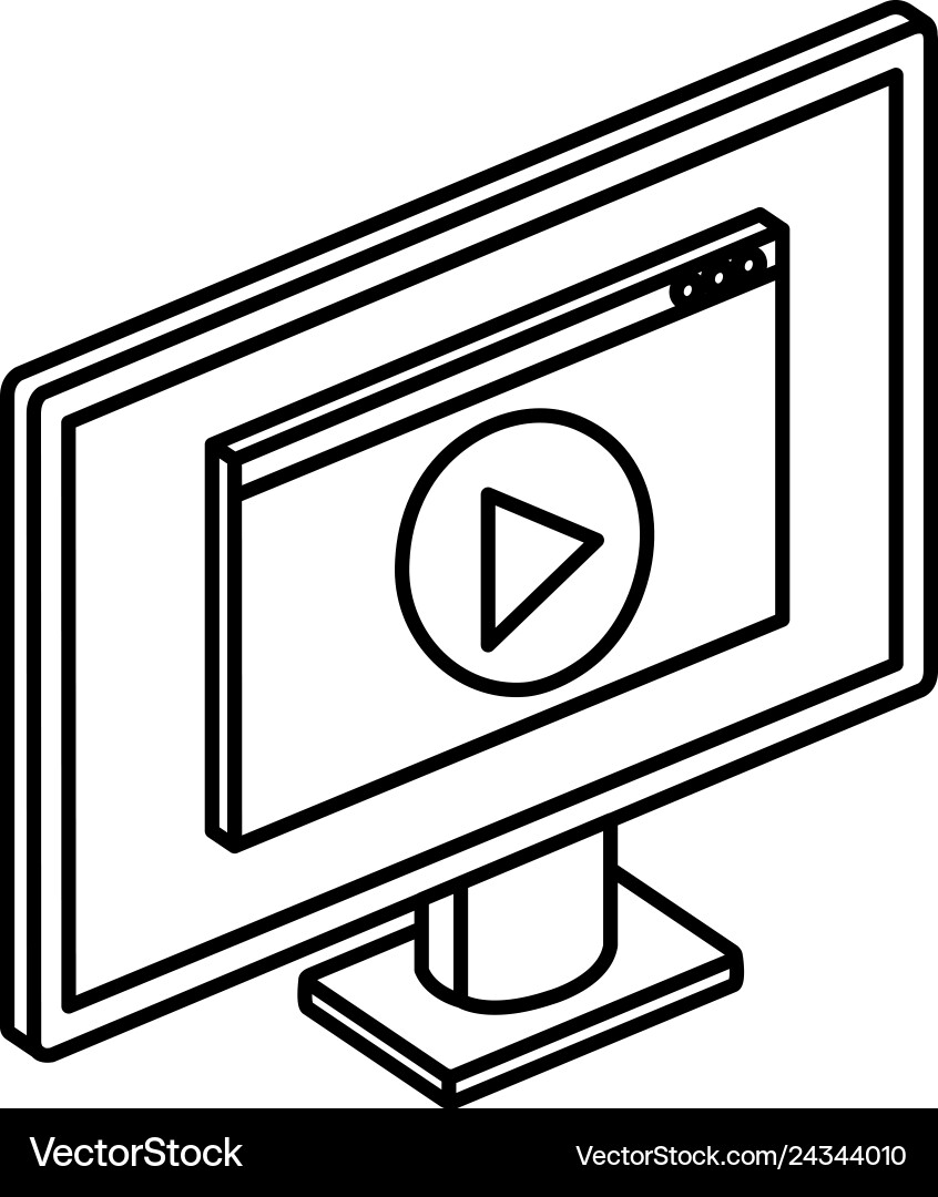 Computer display with media player Computer display with media player vector image