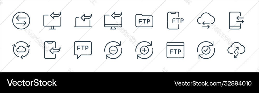 Data transfer line icons linear set quality Data transfer line icons linear set quality vector image
