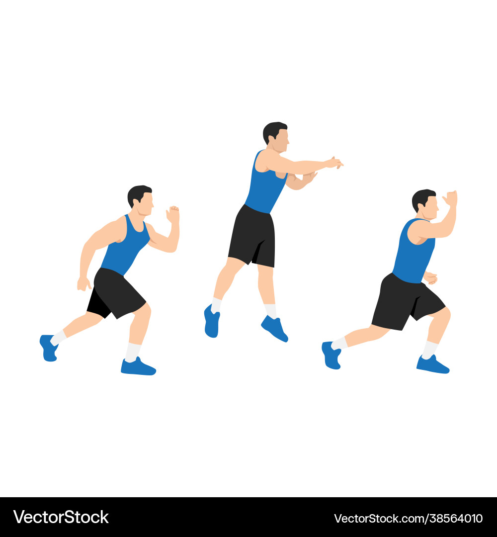 Explosive jumping alternating lunges exercise Explosive jumping alternating lunges exercise vector image