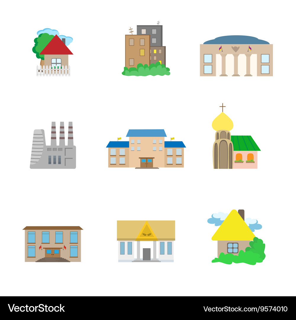 Flat architecture icons vector image