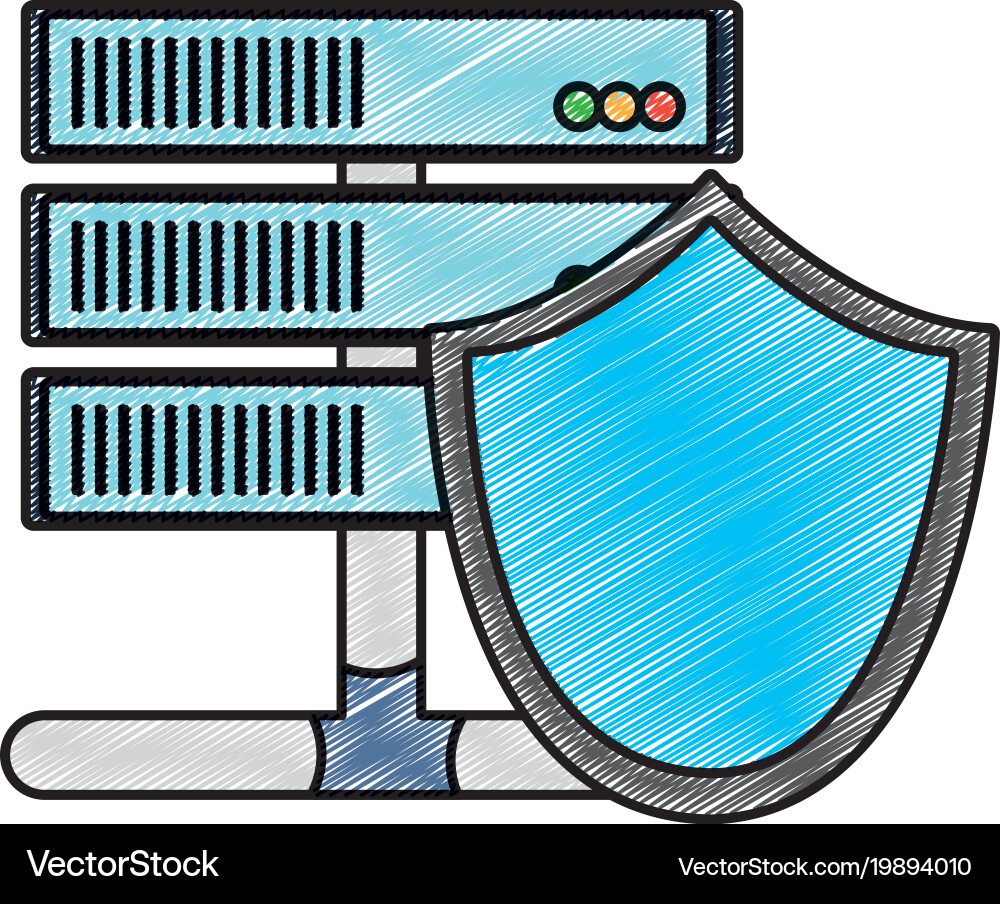 Grated wifi router technology with shield security vector image