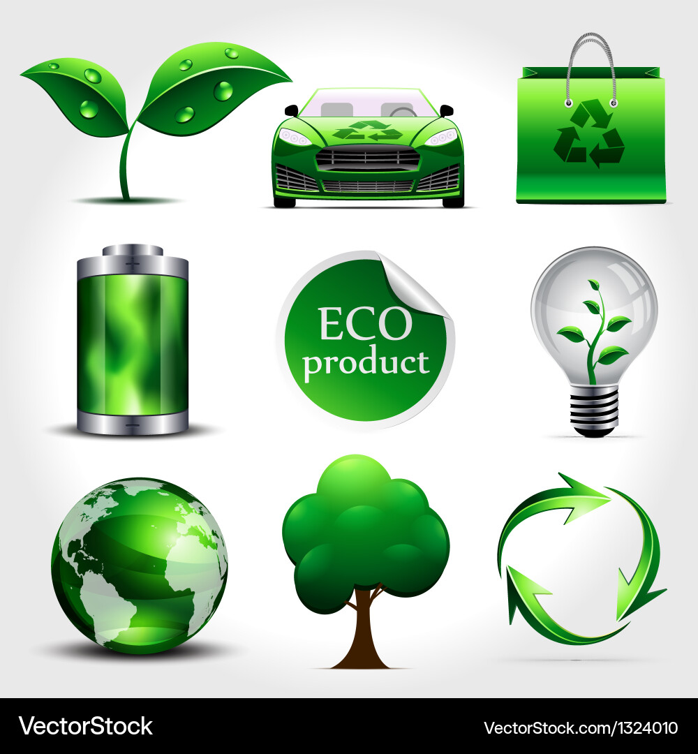 Nature & Ecology Icons Vector Image