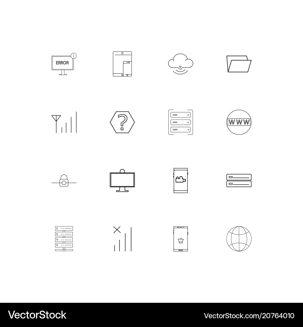 Network and database linear thin icons set vector image