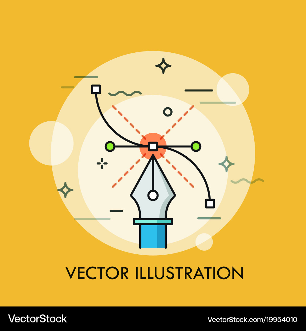 Pen tool and bezier curve concept of modern Vector Image