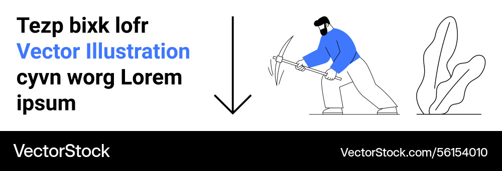 Person mining with pickaxe as arrow points Person mining with pickaxe as arrow points vector image