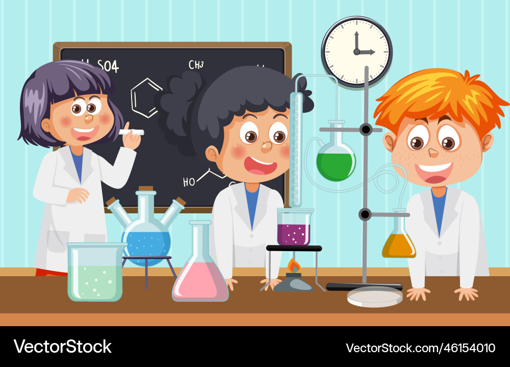 Student doing science experiment in laboratory Student doing science experiment in laboratory vector image