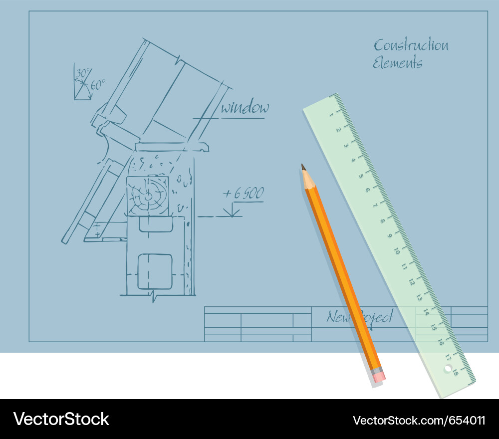 Architectural Blueprint Sketch Vector Image