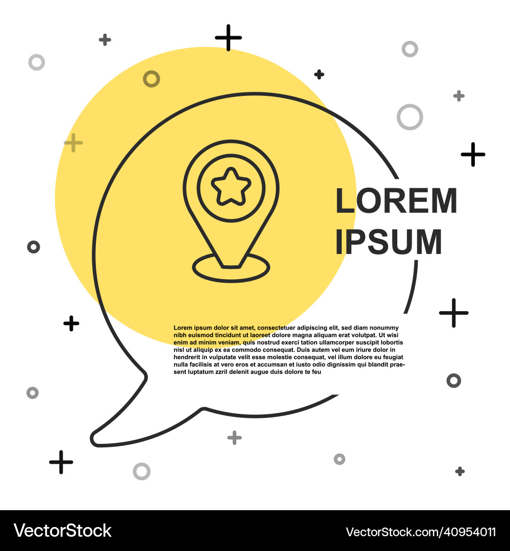 Black line map pointer with star icon isolated Black line map pointer with star icon isolated vector image