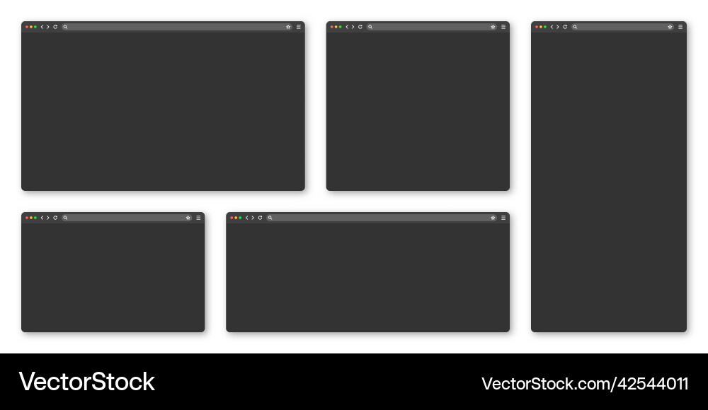 Blank web browser window with toolbar and search Blank web browser window with toolbar and search Vector Image