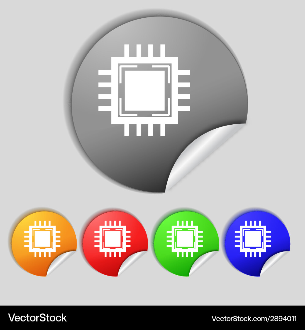 Central processing unit icon technology scheme vector image