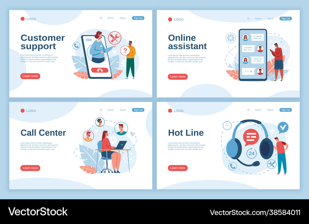 Customer Support Call Center Team Vector Image