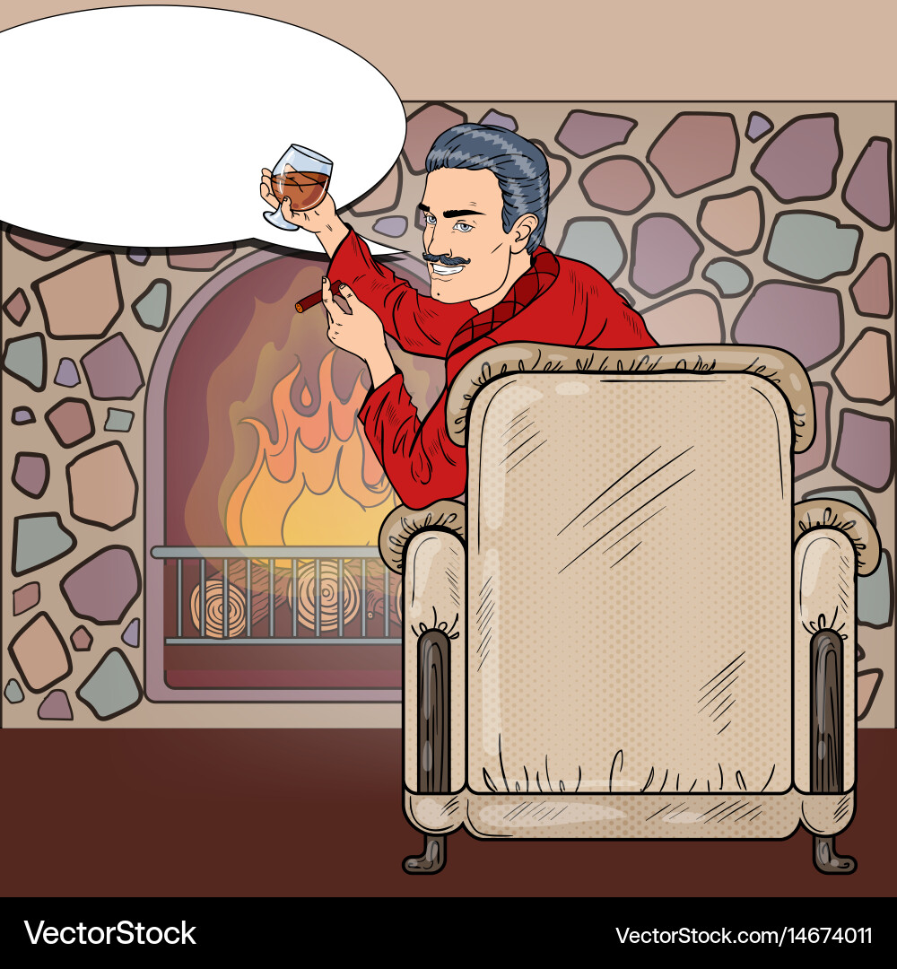 Elegant Man with Cigar and Wine Vector Image