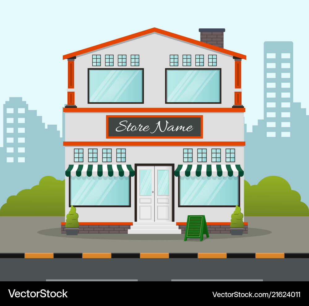 Flat design store front with place for name vector image