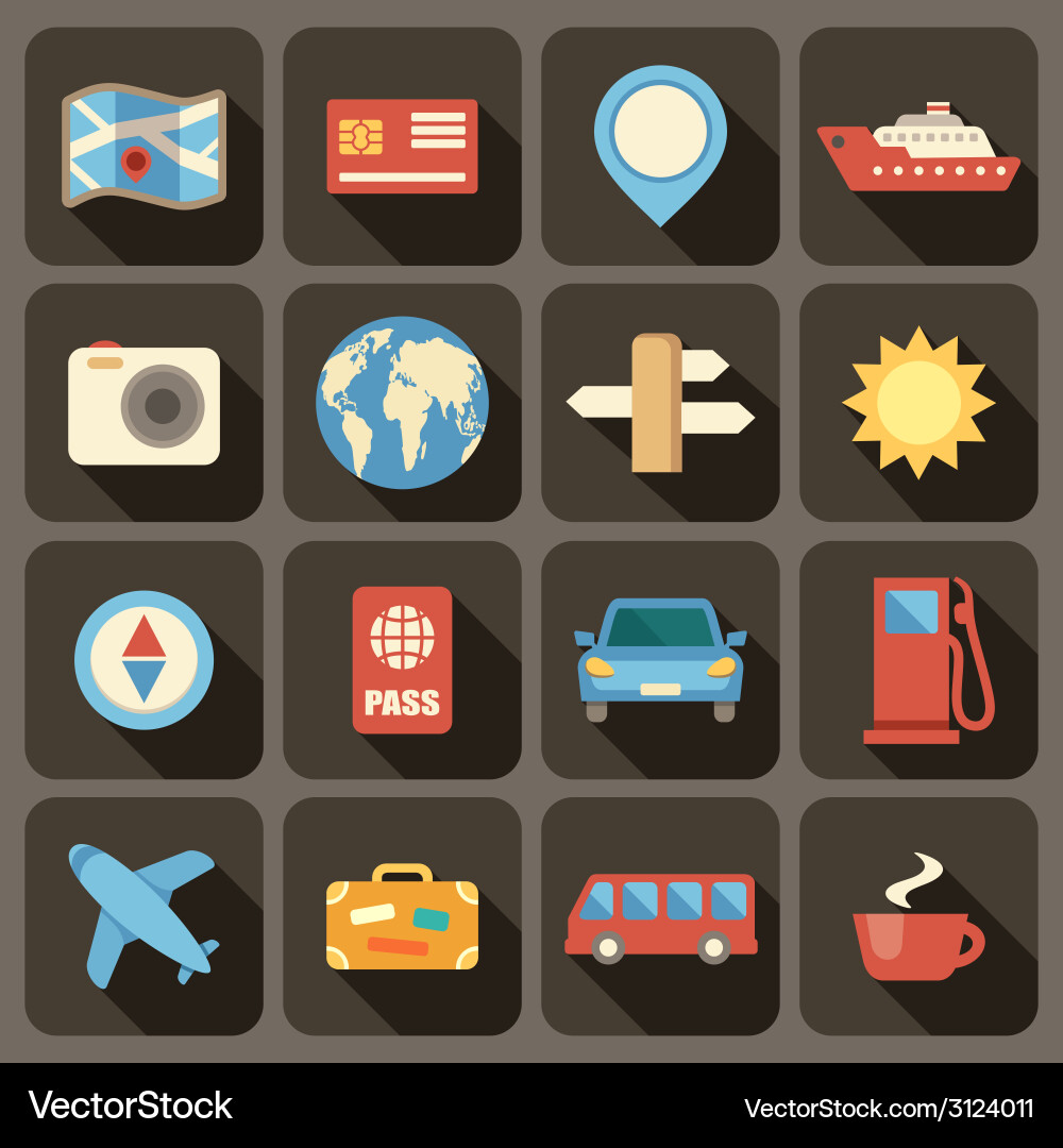 Flat icons set for web and mobile applications vector image