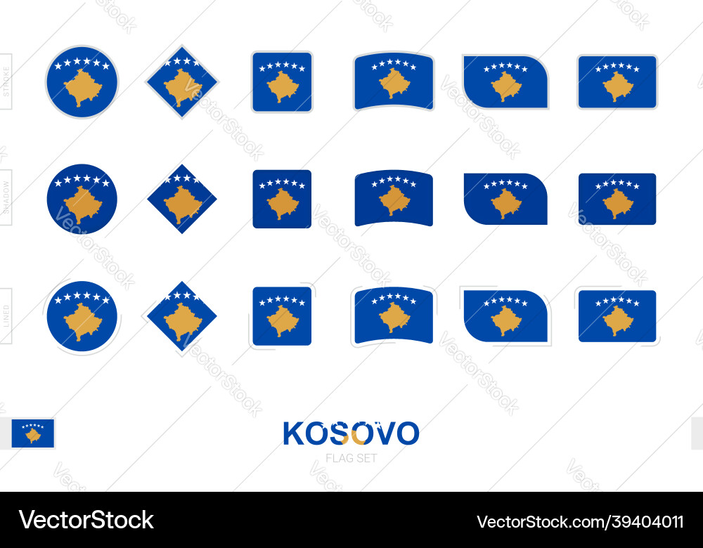 Kosovo flag set simple flags of with three vector image