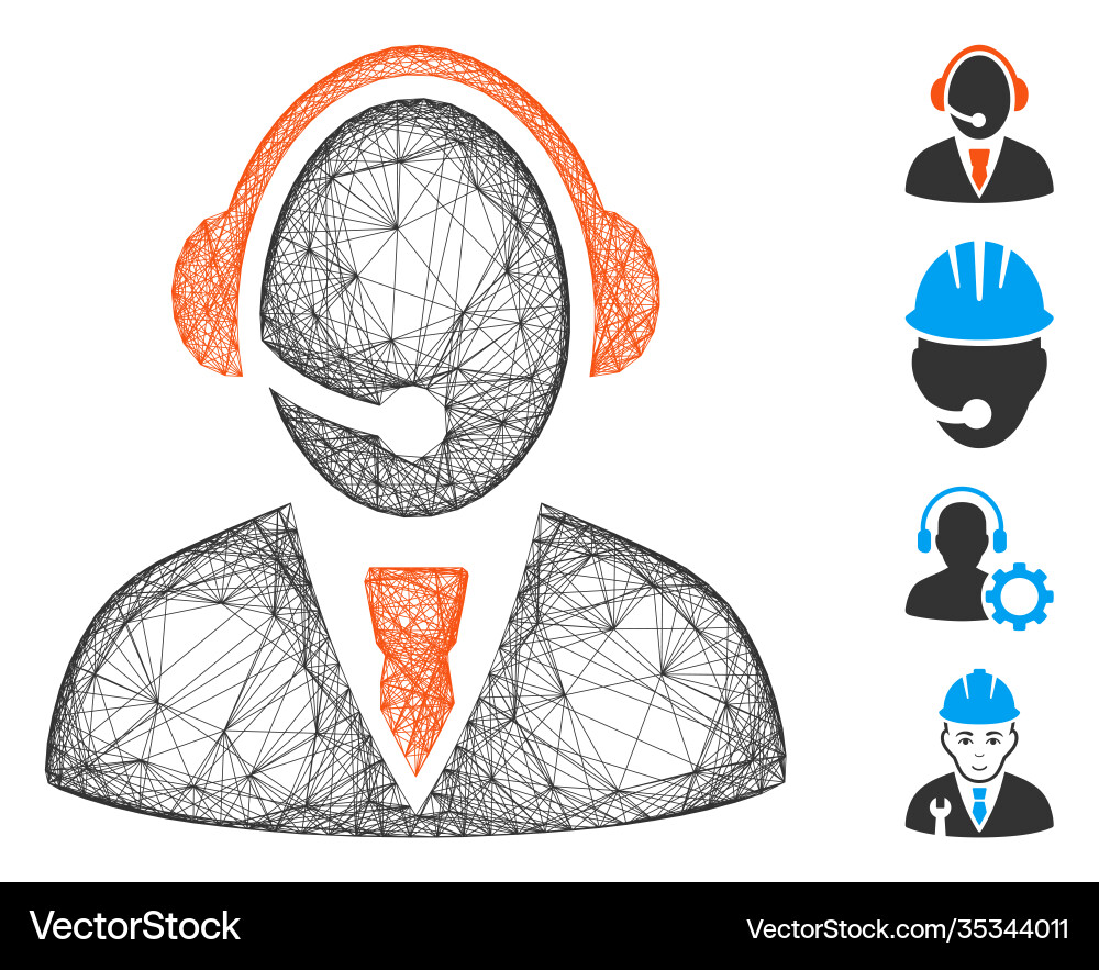 Linear call center worker mesh Linear call center worker mesh Vector Image