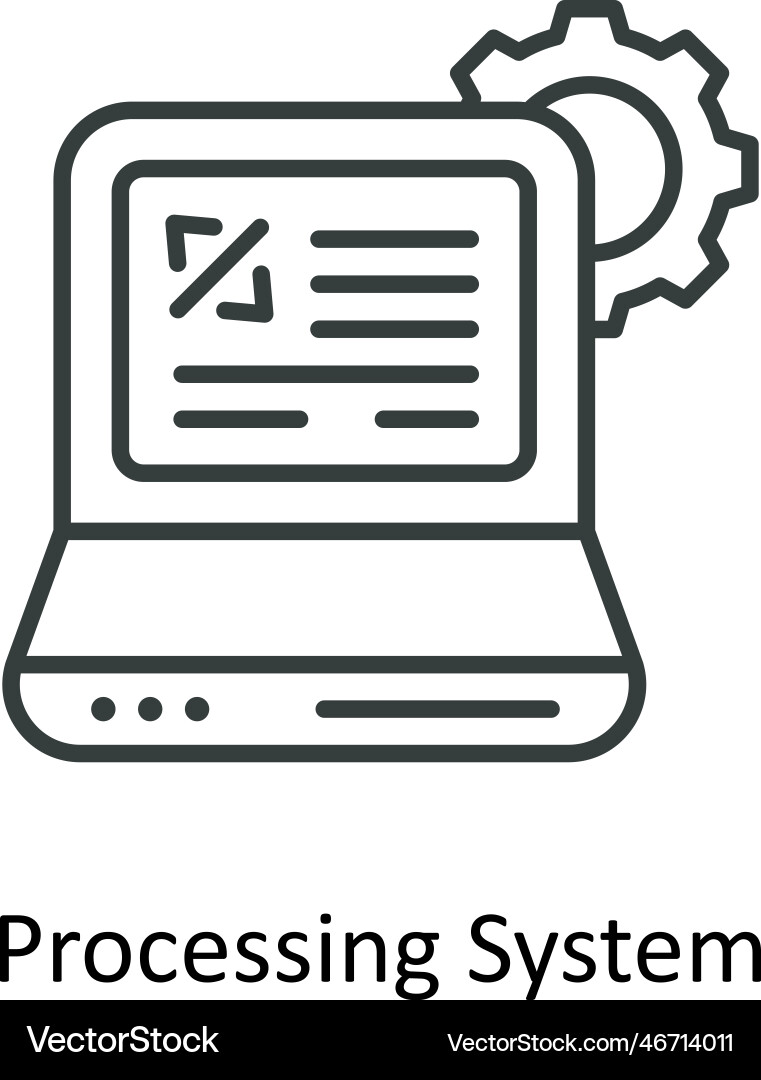 Processing system outline icons simple s vector image