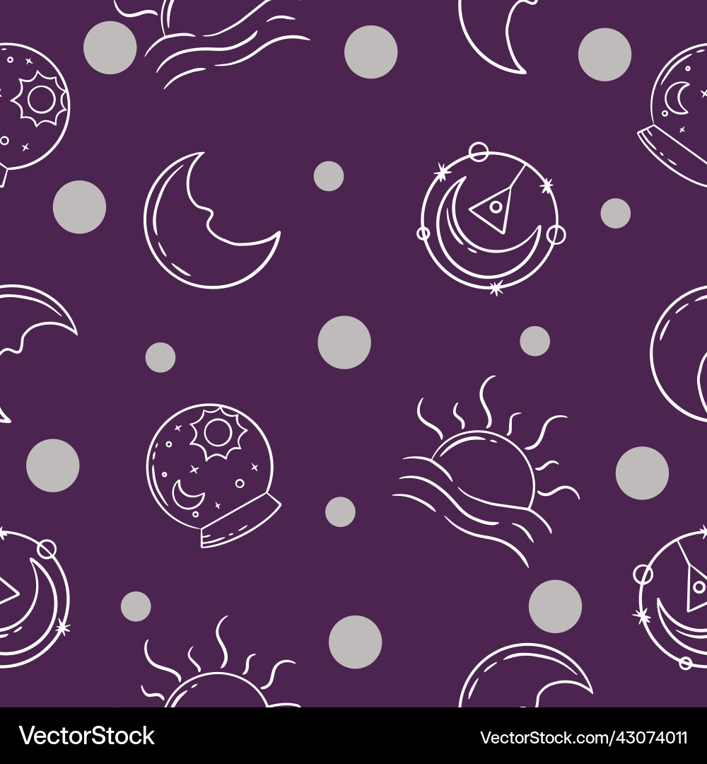 Seamless pattern random hand and moon object Vector Image