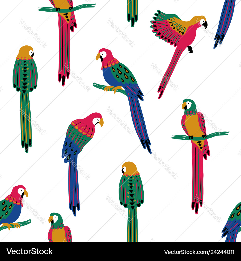 Seamless pattern with colorful parrots Seamless pattern with colorful parrots vector image