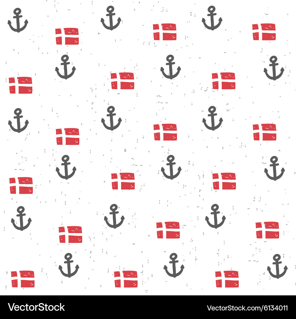 Seamless pattern with flags and anchors vector image