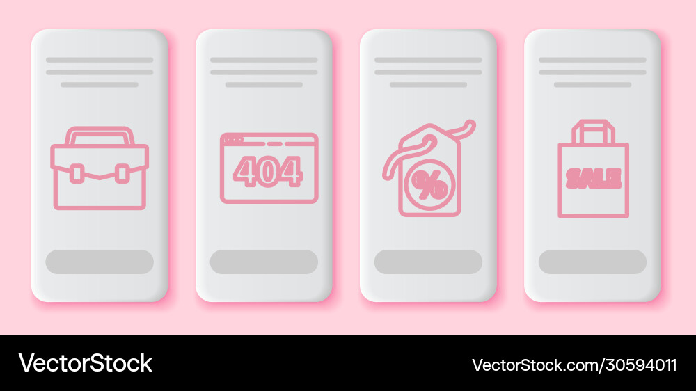 Set line briefcase page with a 404 error Set line briefcase page with a 404 error vector image