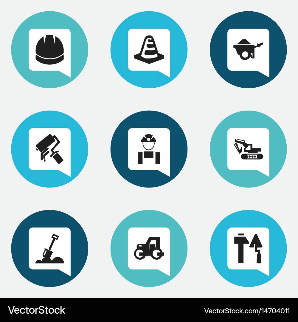 Set of 9 editable building icons includes symbols vector image