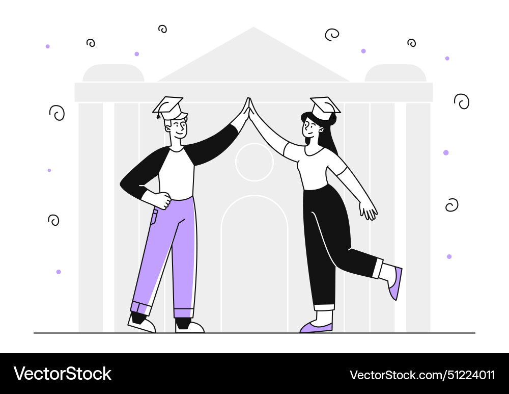 University graduation linear Royalty Free Vector Image