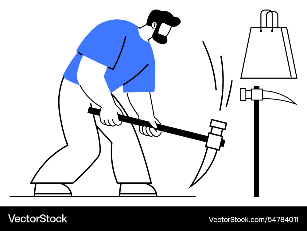 Worker using a hammer and chisel to forge metal Worker using a hammer and chisel to forge metal vector image