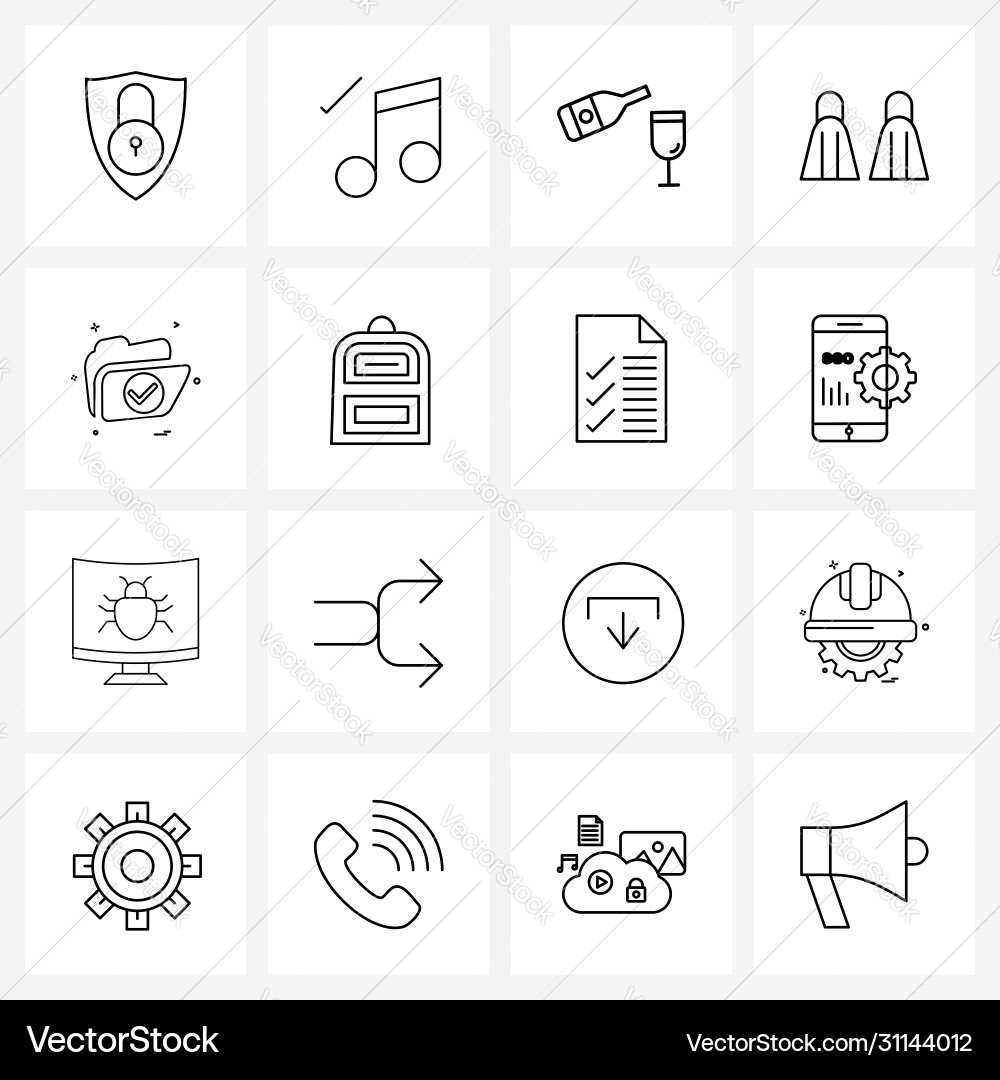 16 ui Symbole und Symbole für Dateiordner Vektorbild