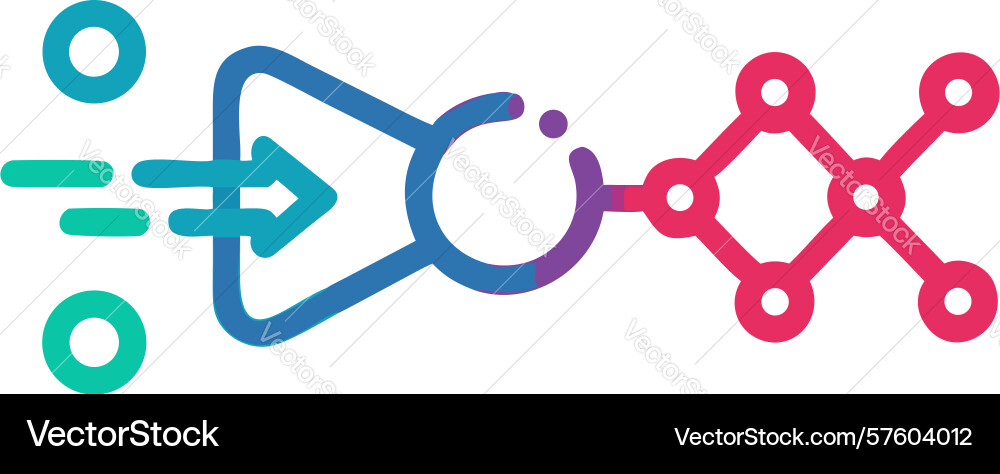 Abstract data flow and playback process icon vector image