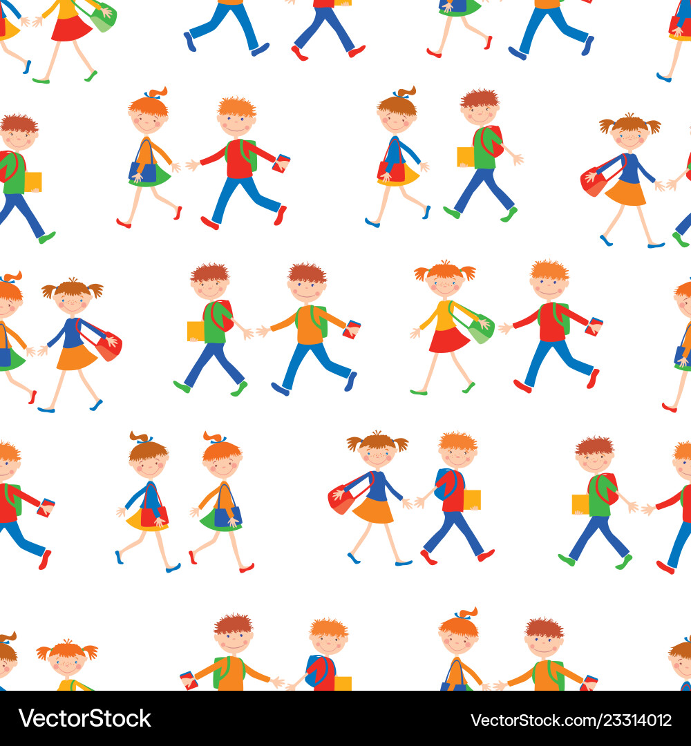 Background of cheerful school children going Vector Image