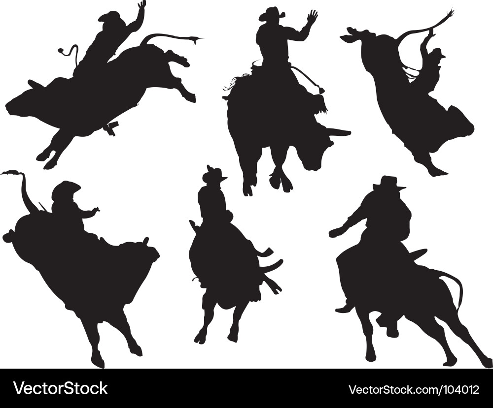Bull Riding Action vector image