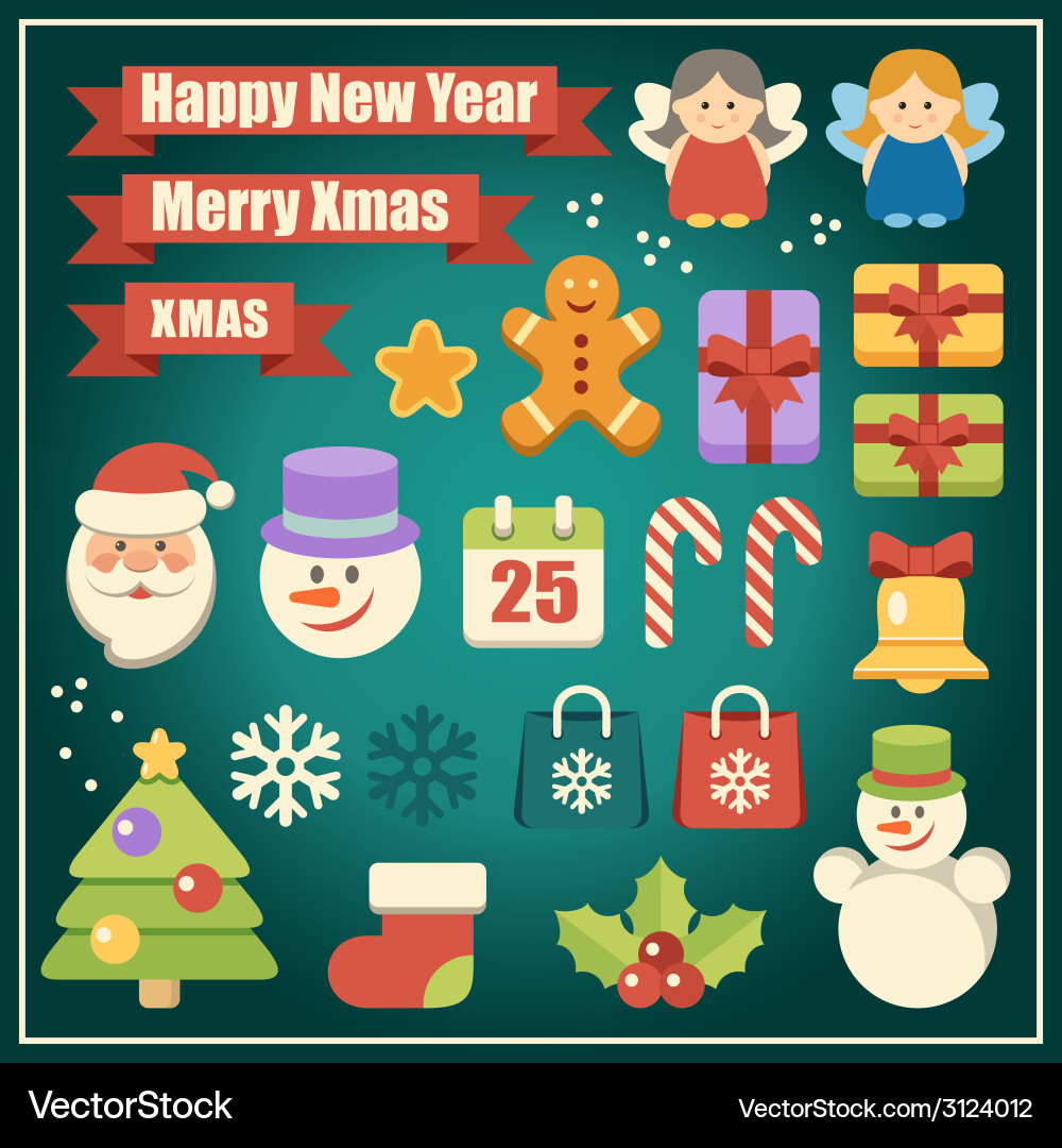 Christmas Icons Set vector image
