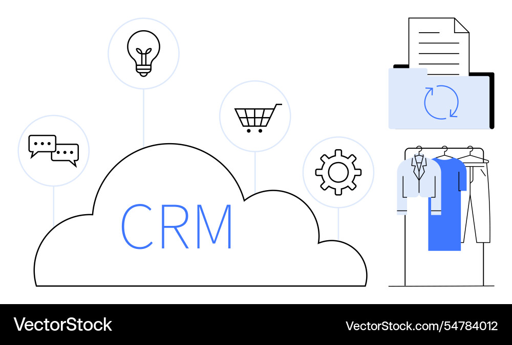 Cloud crm solutions integrating communication e Cloud crm solutions integrating communication e vector image