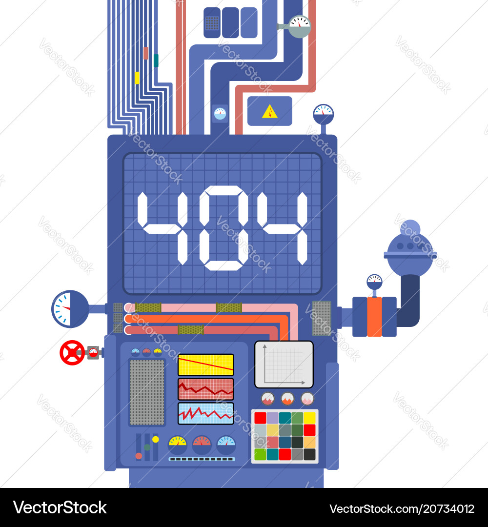 Error 404 system production failure page vector image