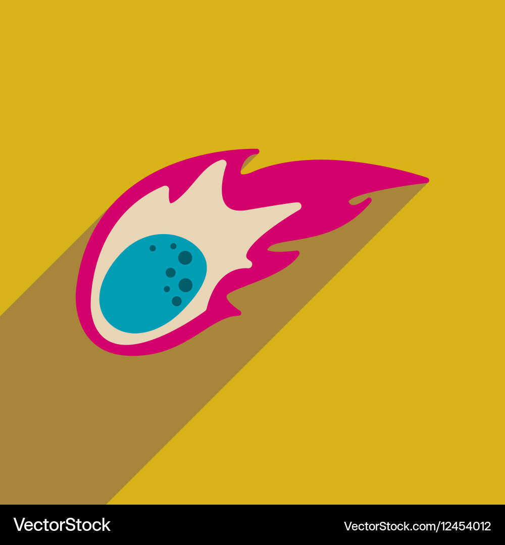 Flat web icon with long shadow comet vector image