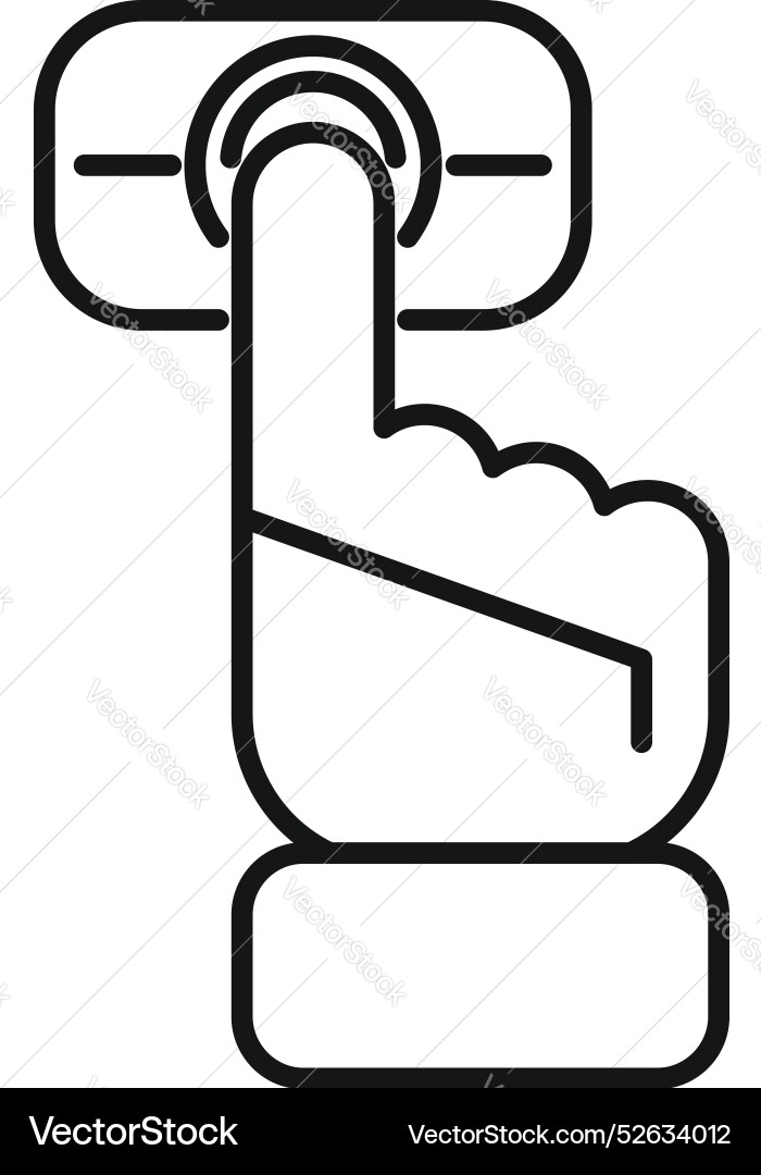 Hand pushing button on control panel line icon Hand pushing button on control panel line icon vector image