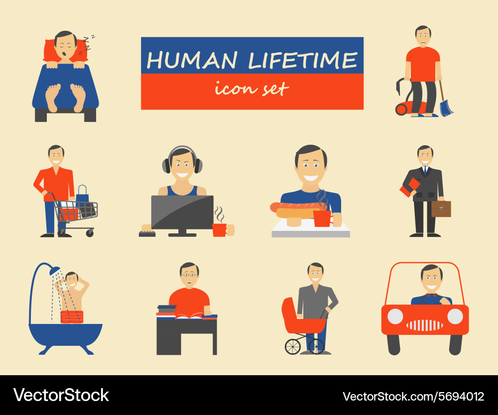 How much time we have lifetime elements icon set vector image