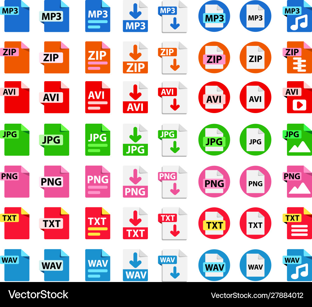 Icon File Format Collection Vector Image