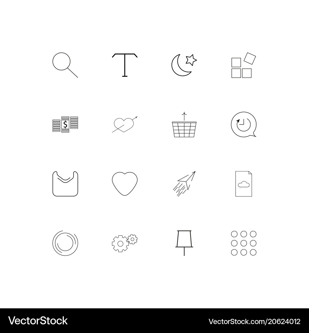 Interface simple linear icons set outlined vector image