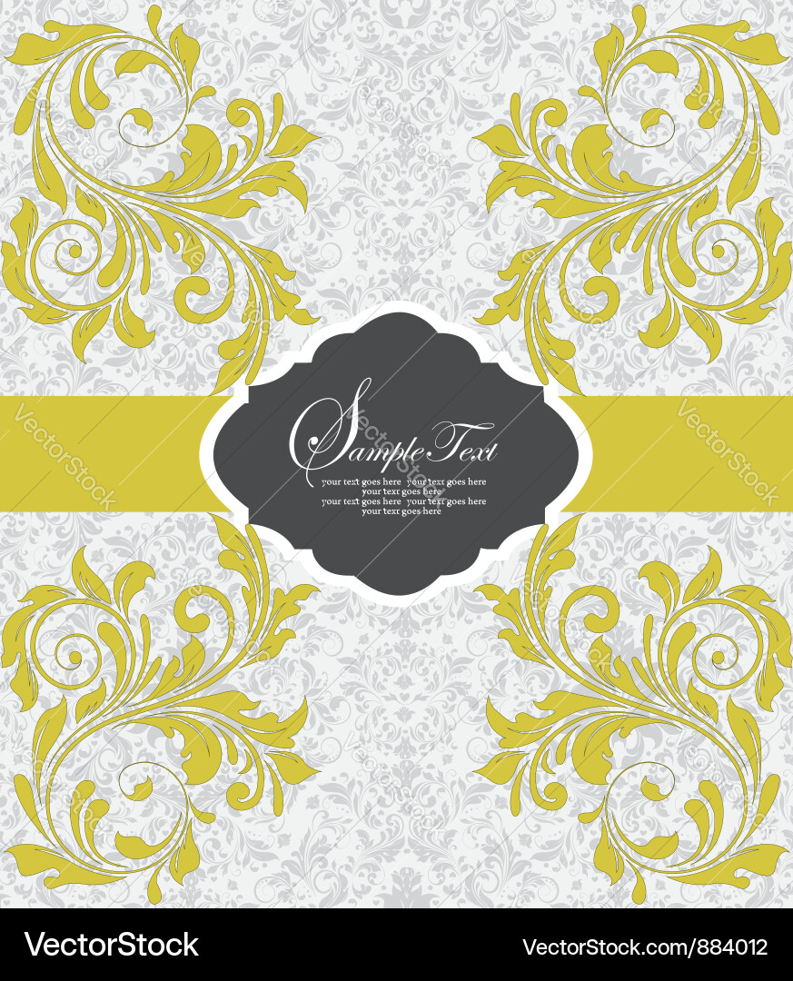 Invitation vintage card with floral ornament vector image
