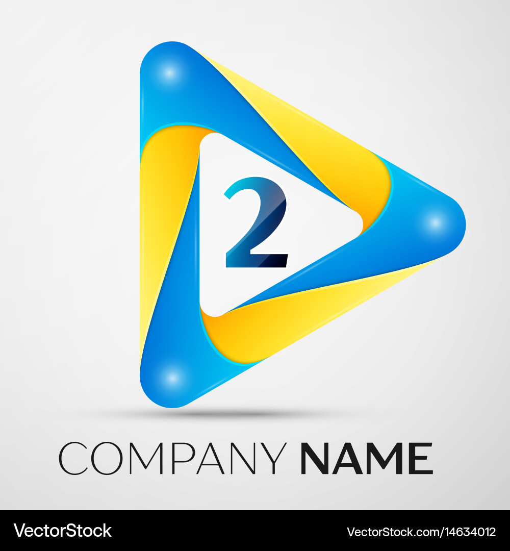 Number two symbol in the colorful triangle vector image